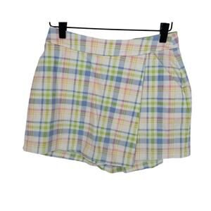 Bar III White Skorts Pastel Pink & Blue Plaid Stripes Preppy Vacay Summer M